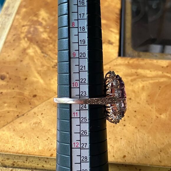 Natural Rose de France Amethyst Sterling Silver Cocktail Ring Size 10.5 - Picture 8 of 9